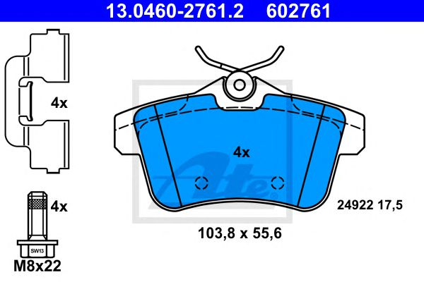 set placute frana,frana disc CITROEN C4/DS4/DS5 1,6-2,0 HDI 09- 103,8 X 55,6 X 17,5