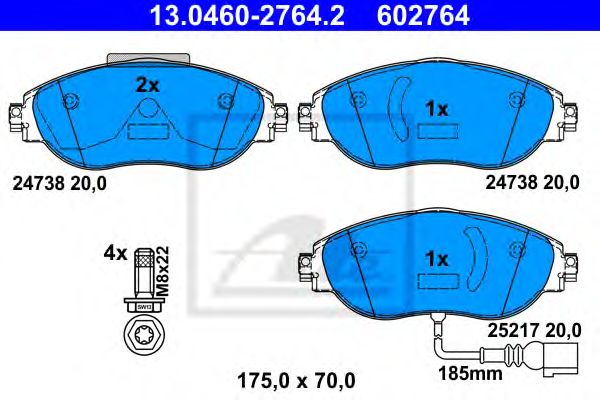 set placute frana,frana disc VW CC/GOLF/PASSAT/SHARAN/TIGUAN 08- 175 X 70 X 20