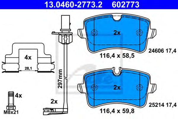 set placute frana,frana disc AUDI A8 2,0-6,3 09- 116,4 X 58,5/59,8 X 17,4