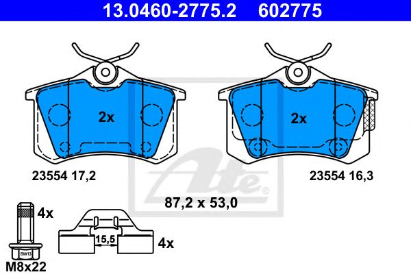 set placute frana,frana disc CITROEN C4/DS4 1,2-2,0 09- 87,6 X 52,9 X 17 87,6 X 52,9 X 16,4