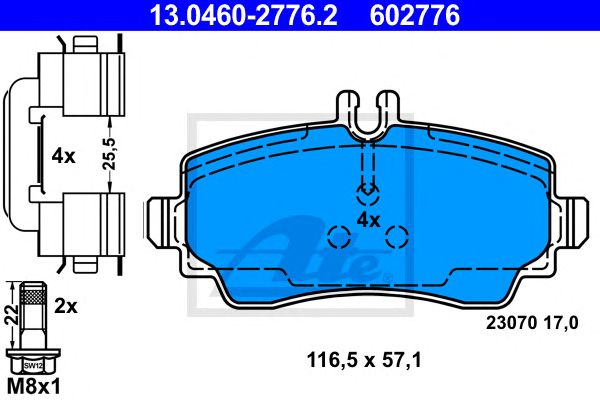 set placute frana,frana disc MERCEDES-BENZ W168 97-04 116,5 X 57,1 X 17 LUCAS/TRW