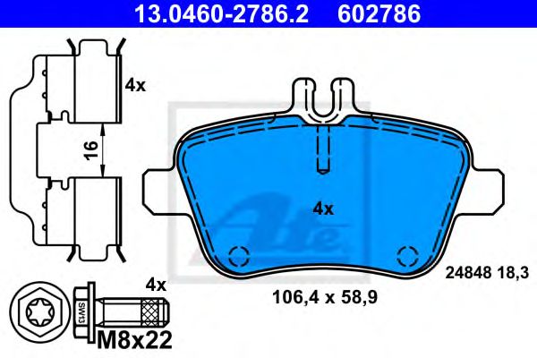 set placute frana,frana disc MERCEDES-BENZ W176/W246 1,6-2,1 12- 106,4 X 58,9 X 18,3