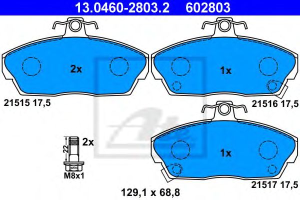 set placute frana,frana disc HONDA CIVIC/CONCERTO 89-05 129,1 X 68,8 X 17,5