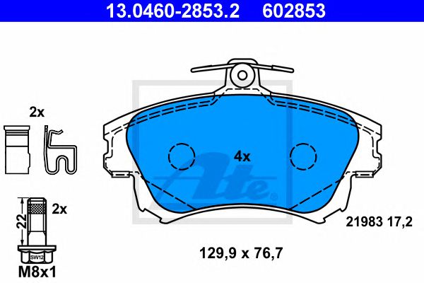 set placute frana,frana disc VOLVO S40/V40 1,6-2,0 95-04 129,9 X 76,7 X 17,2