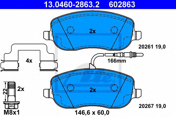 set placute frana,frana disc CITROEN C8/JUMPY 1,6-2,2 95- 146,6 X 60 X 19