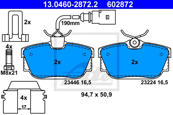 set placute frana,frana disc VW SHARAN 1,8-2,8 97-10/T4 90-03 94,7 X 50,9 X 16,5