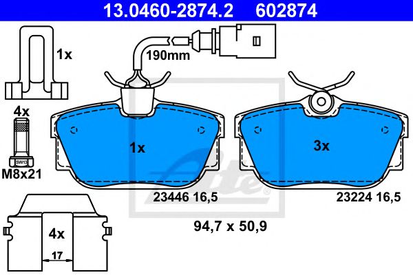 set placute frana,frana disc VW VW T4 90-03 94,7 X 50,9 X 16,5