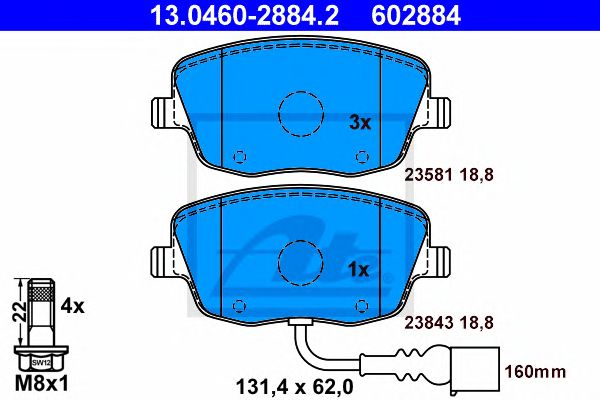 set placute frana,frana disc SKODA FABIA/ROOMSTER 1,0-1,9 TDI 99-15 131,4 X 62 X 18,8