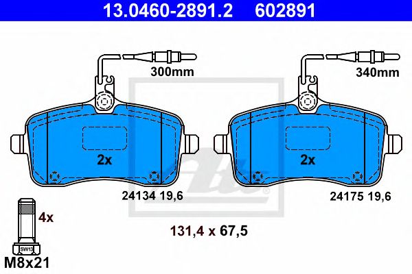 set placute frana,frana disc PEUGEOT 407 1,6-2,0 HDI 04- 131,4 X 67,5 X 19,6