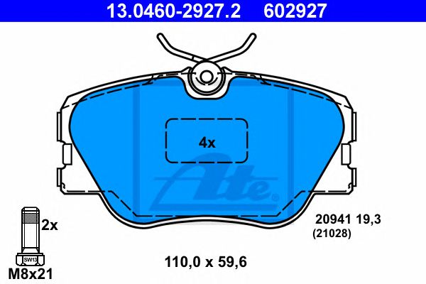 set placute frana,frana disc MERCEDES-BENZ W124/W201 85-97 110 X 59,6 X 19,3