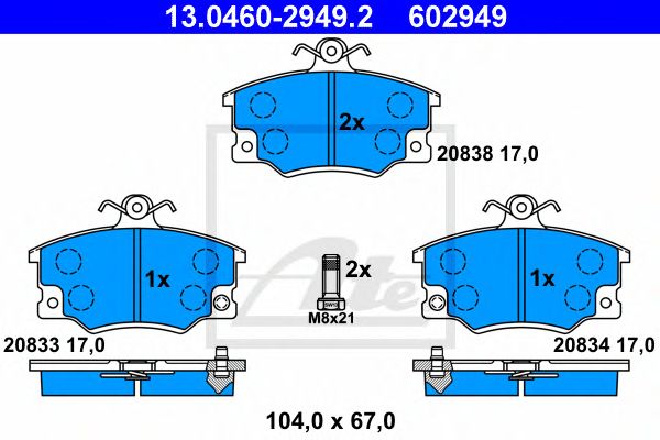 set placute frana,frana disc