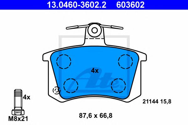 set placute frana,frana disc AUDI 80/100/A4/A6/A8 80-02 87,6 X 66,8 X 15,8