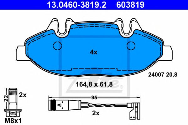 set placute frana,frana disc MERCEDES-BENZ VITO/VIANO 03- 164,8 X 61,8 X 20,8