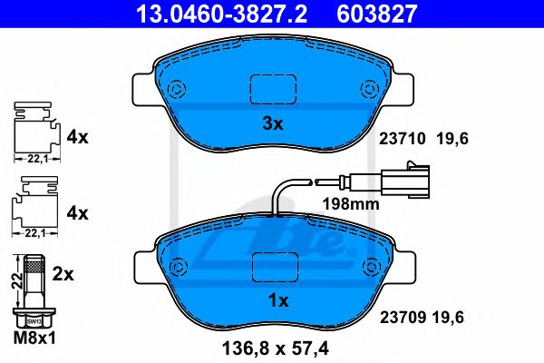 set placute frana,frana disc FIAT DOBLO/IDEA/LINEA 04- 136,8 X 57,4 X 19,6