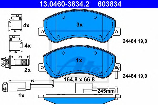 set placute frana,frana disc FORD TRANSIT 2,2-3,2 TDCI 06-14 164,8 X 66,8 X 19