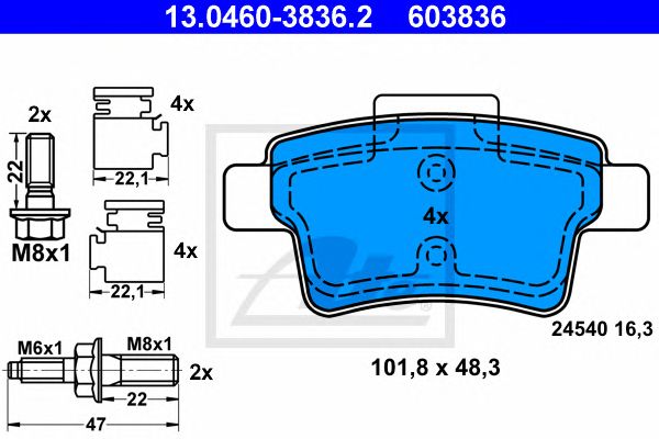 set placute frana,frana disc CITROEN C4 PICASSO 06-13 101,8 X 48,3 X 16,3