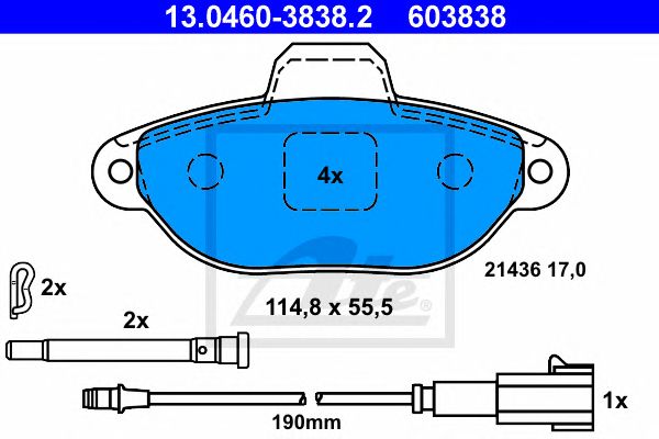 set placute frana,frana disc FIAT 500 1,2 07- 114,8 X 55,5 X 17