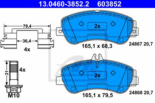 set placute frana,frana disc