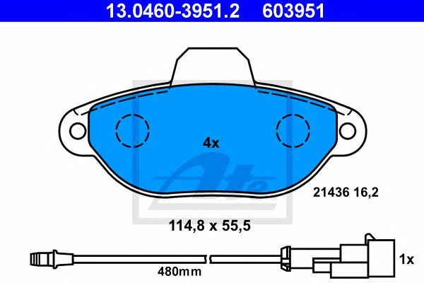 set placute frana,frana disc FIAT PUNTO 1,1-1,2/1,7D 93-03 114,8 X 55,5 X 16,2