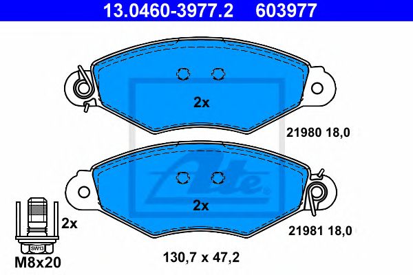 set placute frana,frana disc NISSAN KUBISTAR 1,2-1,6 16V 03-09 130,7 X 47,2 X 18