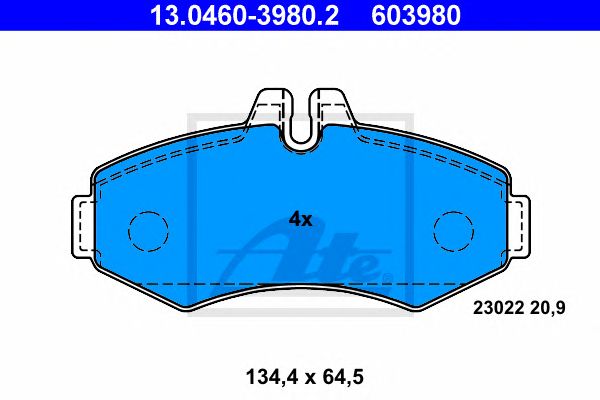 set placute frana,frana disc MERCEDES-BENZ VITO 96-03 134,4 X 64,5 X 20,9