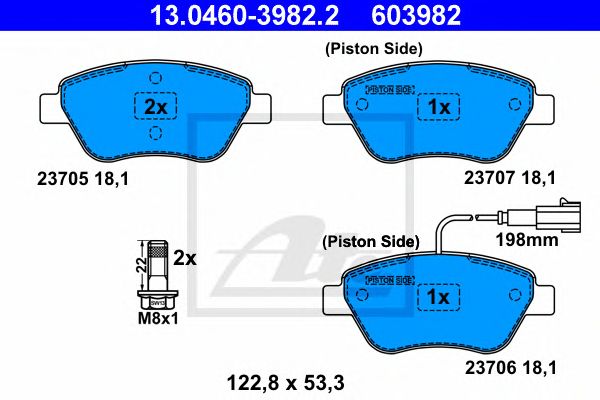 set placute frana,frana disc FIAT BRAVO/BRAVALBEA/STILO 01-09 122,8 X 53,3 X 18,1