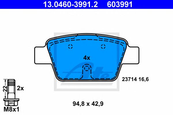 set placute frana,frana disc ALFA MITO 08- 94,8 X 42,9 X 16,6