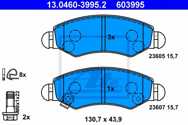 set placute frana,frana disc SUZUKI IGNIS 1,3-1,5 00- 130,7 X 43,9 X 15,7