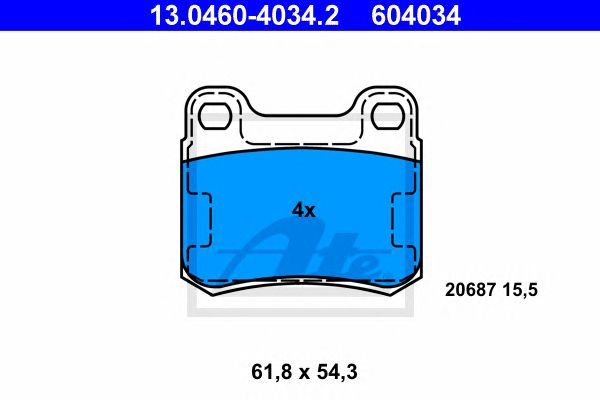 set placute frana,frana disc MERCEDES-BENZ W124/W201/W202 84-00 61,8 X 54,3 X 15,5