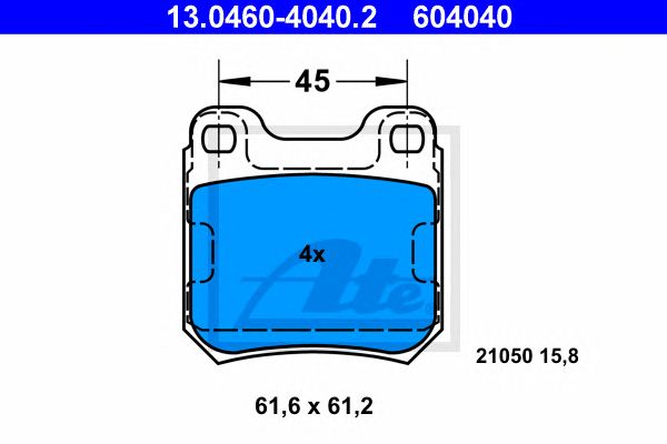 set placute frana,frana disc OPEL CALIBRA/OMEGA/VECTRA 86-03 61,6 X 61,2 X 15,8