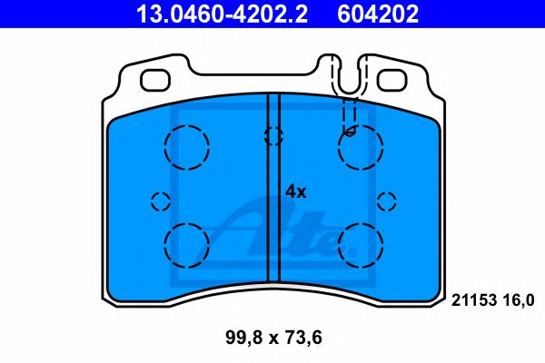 set placute frana,frana disc MERCEDES-BENZ W124 92-98 99,8 X 73,6 X 16