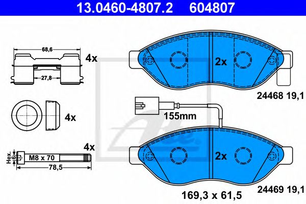 set placute frana,frana disc FIAT DUCATO 06- 1600KG