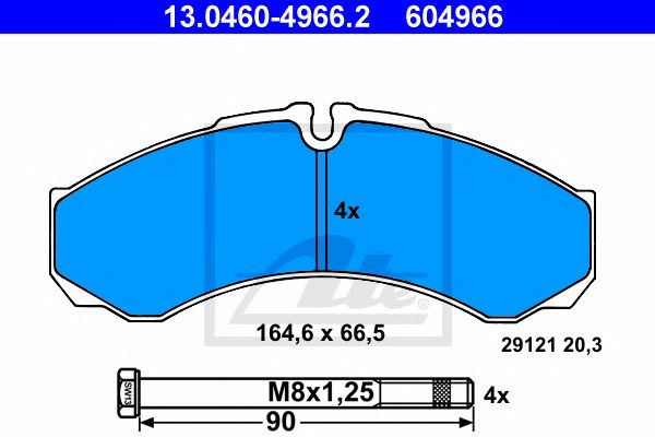 set placute frana,frana disc IVECO DAILY 96-07 164,6 X 66,5 X 20,3 BREMBO