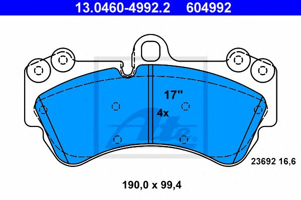 set placute frana,frana disc PORSCHE CAYENNE 3,2-4,8 03-10 190 X 99,4 X 16,6