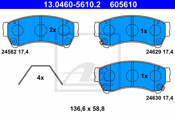 set placute frana,frana disc MAZDA 6 1,8-2,5 07-13 136,6 X 58,8 X 17,4