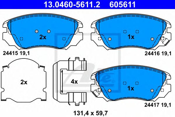 set placute frana,frana disc OPEL INSIGNIA 1,4-2,0 08- 131,3 X 59,7 X 19,1