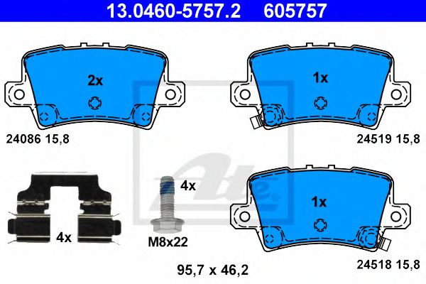 set placute frana,frana disc HONDA CIVIC 1,4-2,0 05- 95,7 X 46,2 X 15,8