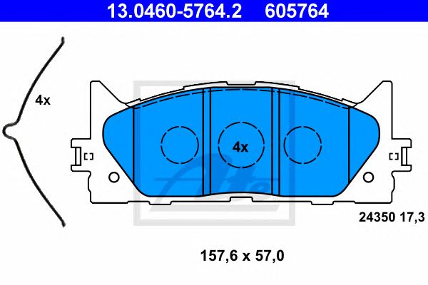 set placute frana,frana disc TOYOTA CAMRY 2,0-3,5 06- 157,6 X 57 X 17,3 AKEBONO