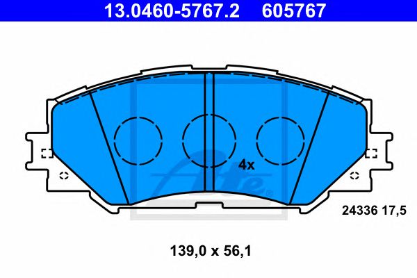 set placute frana,frana disc TOYOTA AURIS/COROLLA/VERSO/YARIS 07- 139 X 56,1 X 17,5 AKEBONO