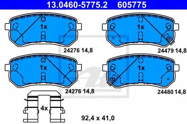 set placute frana,frana disc HYUNDAI I10 1,0-1,2 08- 92,4 X 41 X 14,8