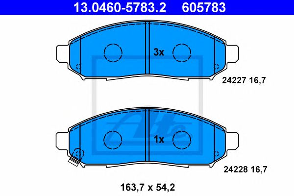 set placute frana,frana disc NISSAN NAVARA/PATHFINDER 2,5 DCI 4WD 05- 163,7 X 54,2 X 16,7