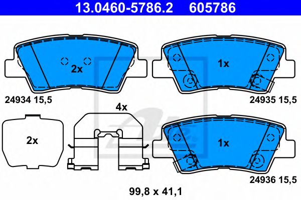 set placute frana,frana disc HYUNDAI SONATA/TUCSON 2,0-2,7 4X4 04-10 99,8 X 41,1 X 15,5