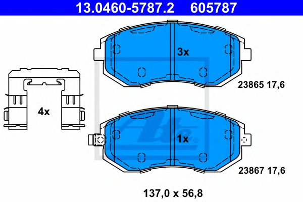 set placute frana,frana disc SUBARU FORESTER/IMPREZA/LEGACY/OUTBACK 02- 137 X 56,8 X 17,6