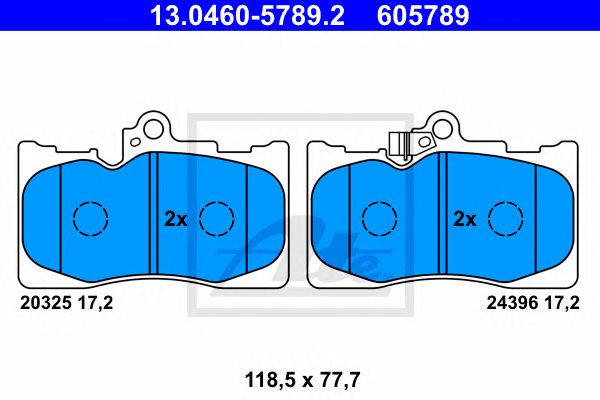 set placute frana,frana disc LEXUS GS 05- 118,5 X 77,7 X 17,2