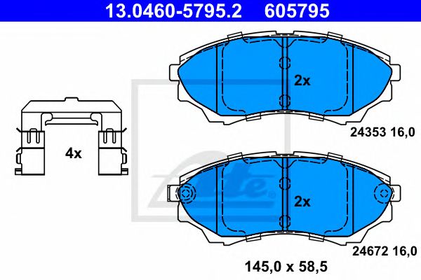 set placute frana,frana disc MAZDA BT-50 2,5-3,0CDI 4X4 06- 145 X 58,5 X 16