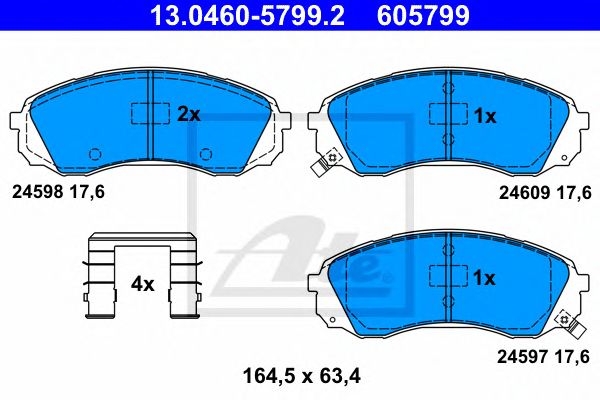 set placute frana,frana disc KIA CARNIVAL 2,2-2,9 CRDI 06- 164,4 X 63,3 X 17,7