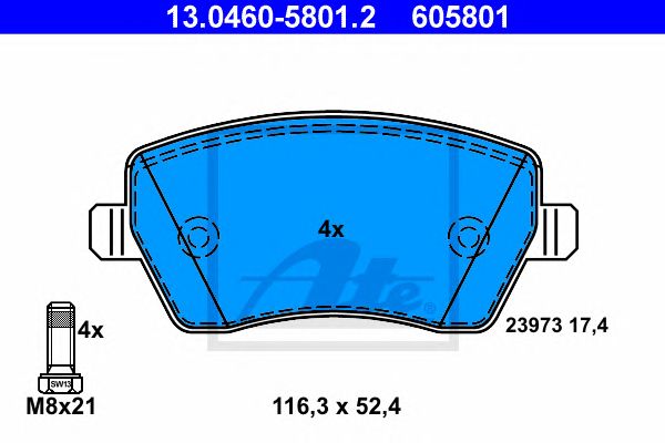 set placute frana,frana disc NISSAN MICRA 1,0-1,6 03-10 116,3 X 52,4 X 17,1