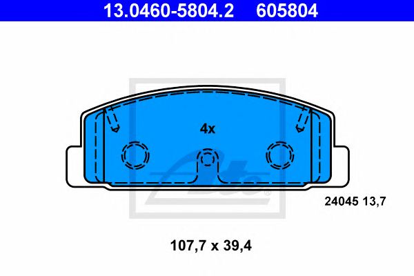 set placute frana,frana disc MAZDA 323/626/6 98- 107,7 X 39,4 X 13,7 AKEBONO