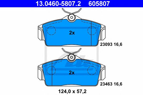 set placute frana,frana disc NISSAN ALMERA/PRIMERA 96- 124 X 57,2 X 16,6