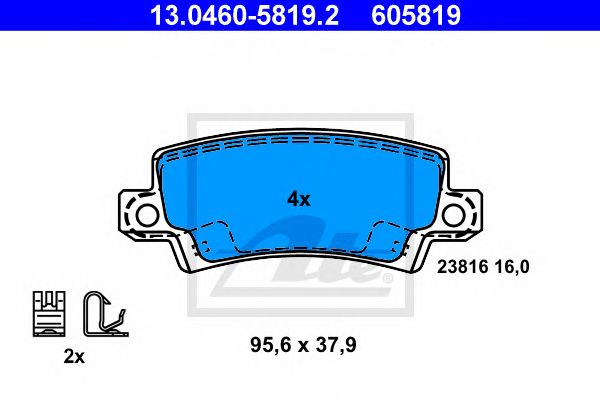 set placute frana,frana disc TOYOTA COROLLA 1,4-2,0 D-4D 01-07 95,6 X 37,9 X 16